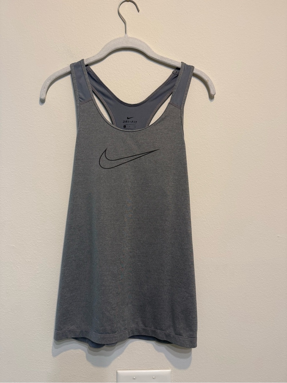 Nike Gray Racerback Dri-FIT Tank with Black Swoosh
